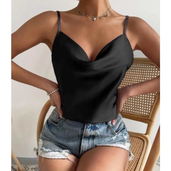 Luxe draped satin cami bodysuit - Picture 5 of 6
